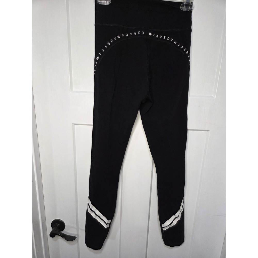 Black High-Waist Leggings with Contrast Stripes